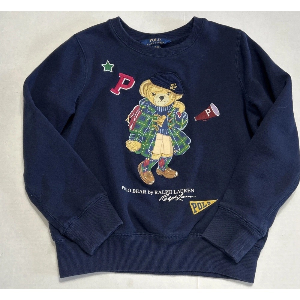Girls RALPH LAUREN POLO Bear Sweatshirt School Varsity BEAR Sz 8-10 Medium
